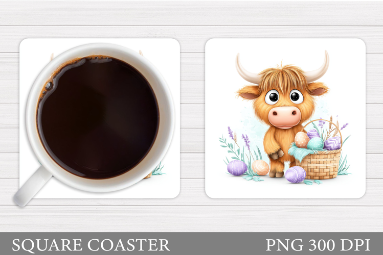 Easter Cow Coaster Design. Easter Cow Sublimation