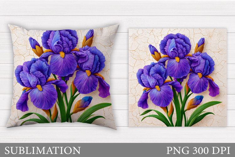 Irises Pillow Design. Floral Pillow Sublimation example image 1