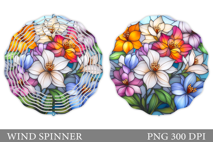 Flowers Wind Spinner Design. Floral Wind Spinner Sublimation
