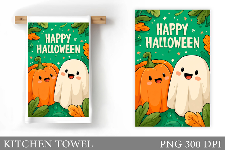 Cute Ghost Kitchen Towel Design. Cute Ghost Sublimation