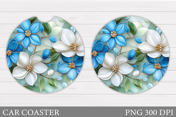 Floral Coaster Design. Flowers Car Coaster Sublimation