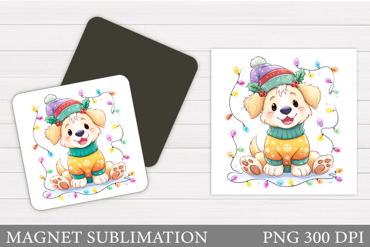 Christmas Dog Magnet Design. Christmas Magnet Sublimation