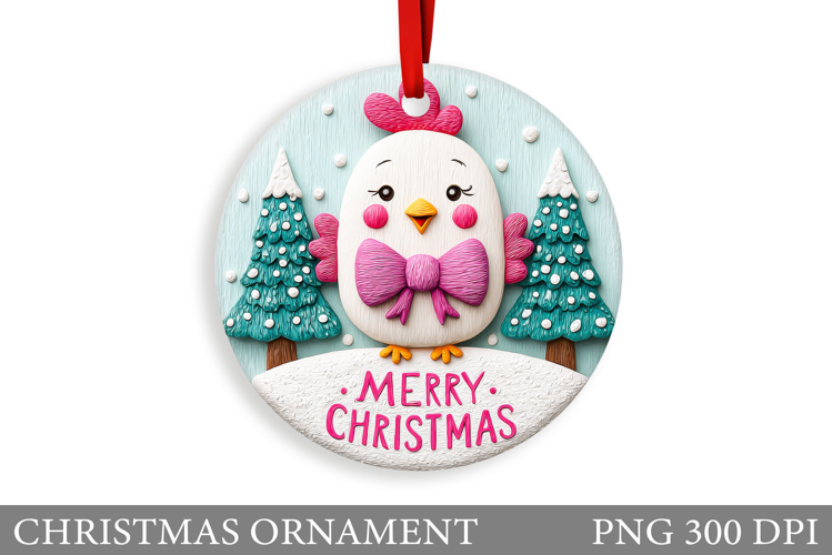 Cute Chicken Christmas Ornament. Christmas Sublimation