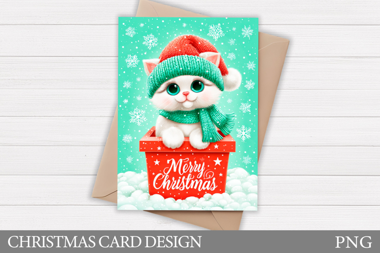 Christmas Card Design. Christmas Cat Card Printable