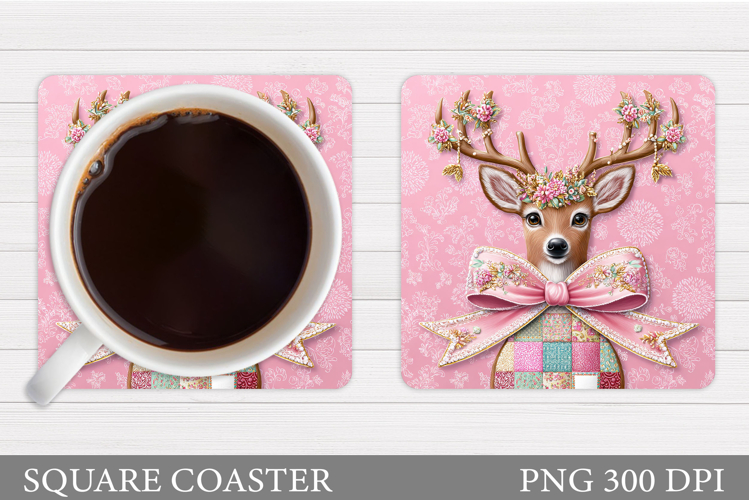 Christmas Deer Coaster Design. Christmas Coaster Sublimation