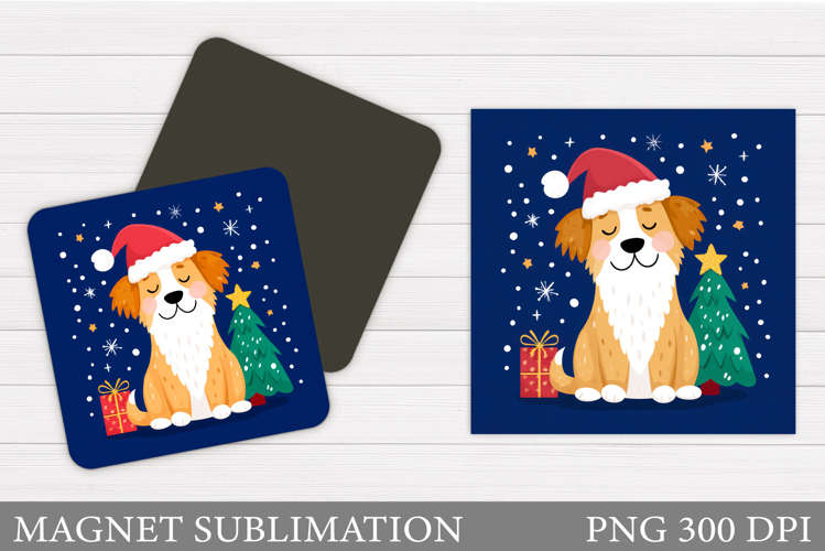 Christmas Dog Magnet Design. Christmas Magnet Sublimation