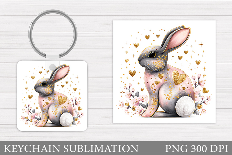 Cute Bunny Keychain. Spring Bunny Keychain Sublimation
