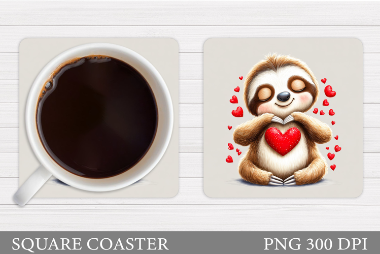 Valentines Sloth Coaster Design. Valentines Sloth Coaster