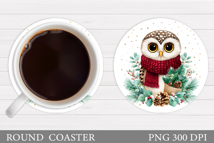 Christmas Owl Coaster Design. Christmas Coaster Sublimation