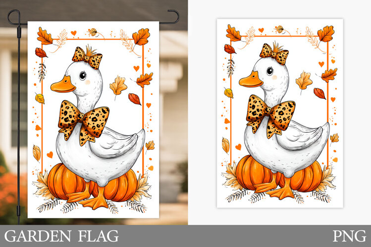 Fall Goose Garden Flag Design. Fall Garden Flag Sublimation example image 1