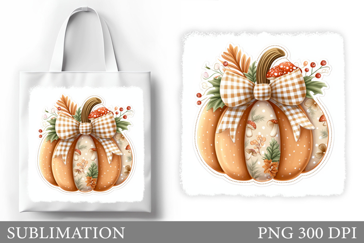 Fall Pumpkin Tote Bag. Fall Leaves Tote Bag Sublimation