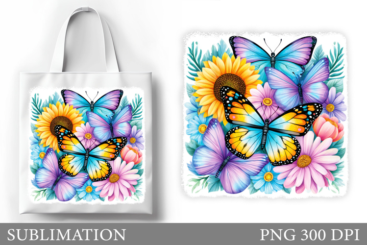 Butterflies Tote Bag Sublimation. Butterflies Sublimation