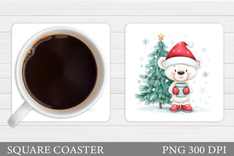 Cute Bear Coaster Design. Christmas Coaster Sublimation