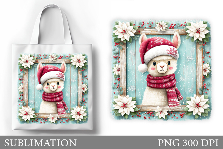 Christmas Lama Tote Bag. Christmas Tote Bag Sublimation