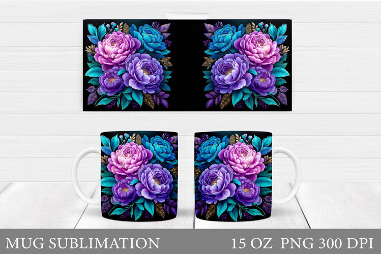 Peony Mug Design. Flowers Mug Sublimation example image 1