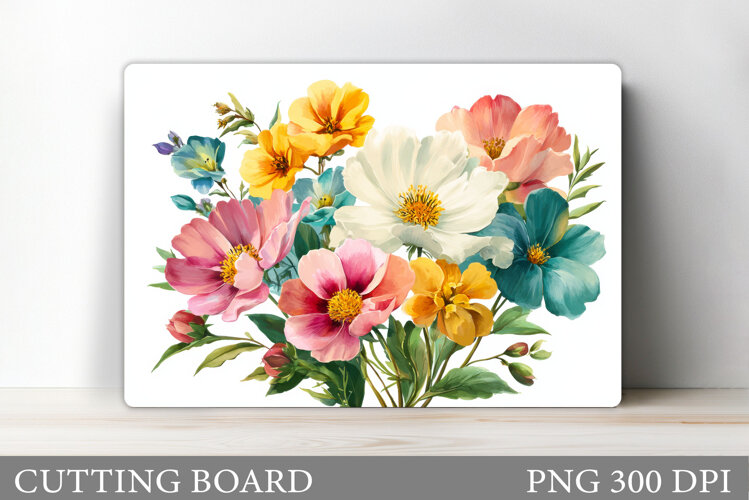 Flowers Cutting Board Sublimation. Wildflowers Cutting Board example image 1