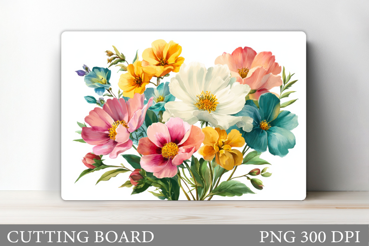 Flowers Cutting Board Sublimation. Wildflowers Cutting Board