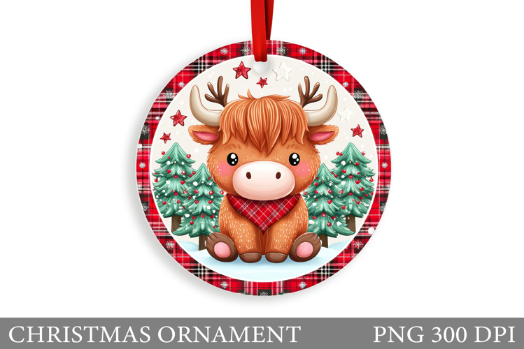 Cute Cow Christmas Ornament. Christmas Ornament Sublimation
