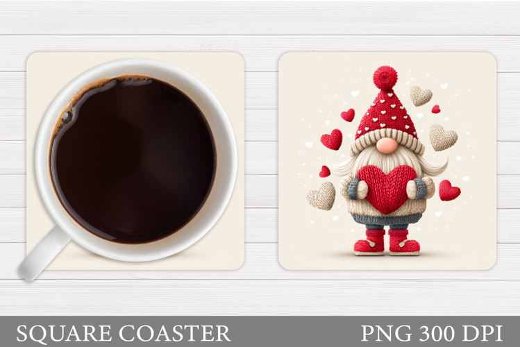 Valentines Gnome Coaster. Valentines Coaster Sublimation