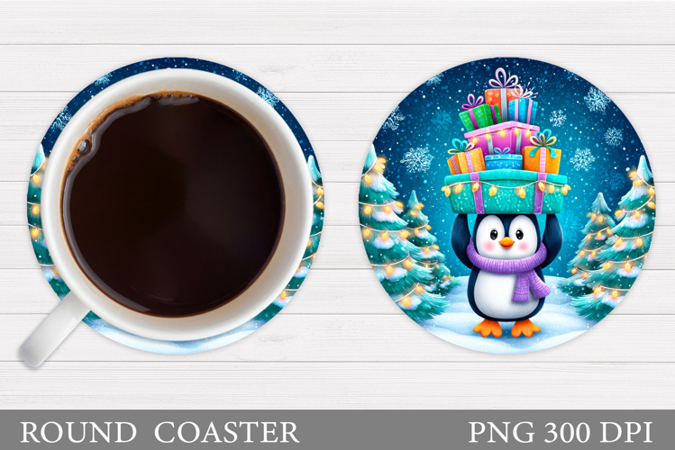 Christmas Penguin Coaster. Christmas Coaster Sublimation