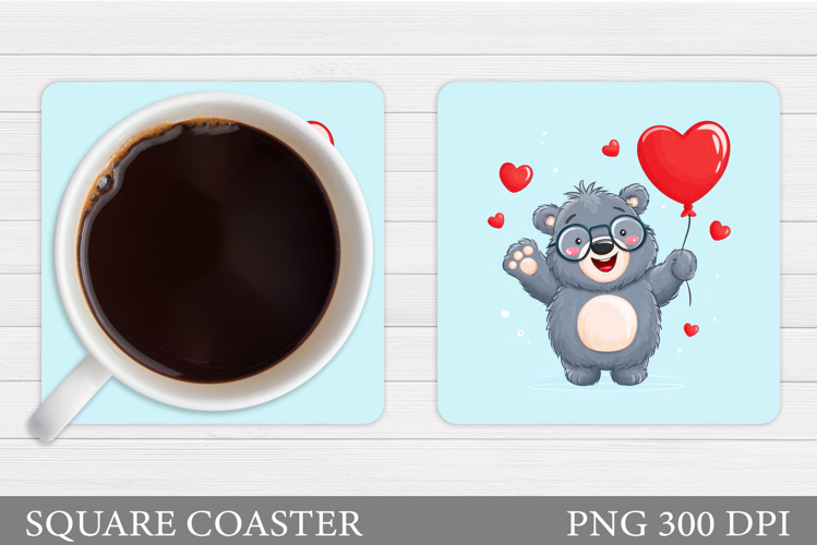 Valentines Bear Coaster. Valentines Coaster Design
