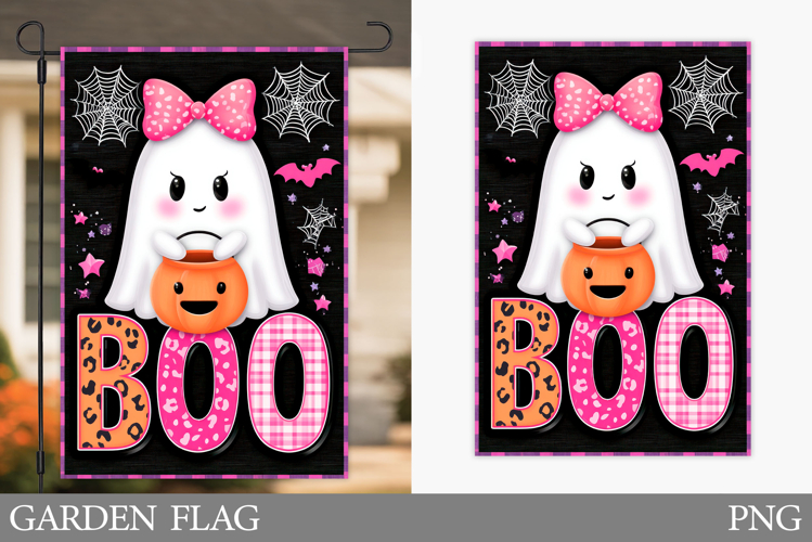 Boo Garden Flag Sublimation. Halloween Garden Flag Design