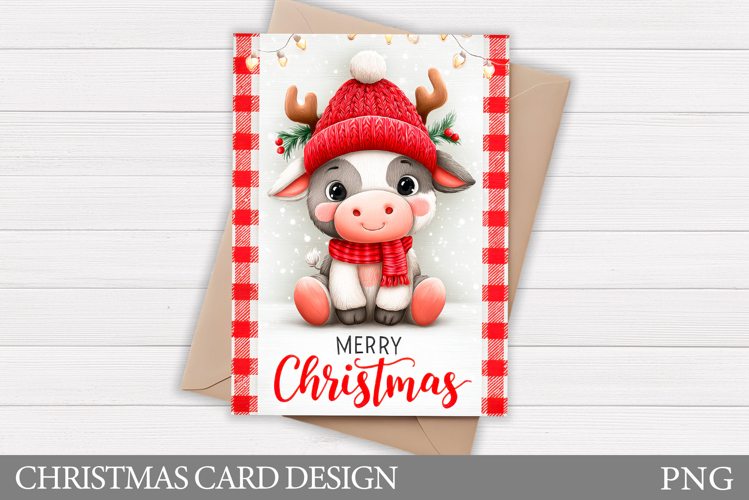 Christmas Cow Card Printable. Christmas Card Design