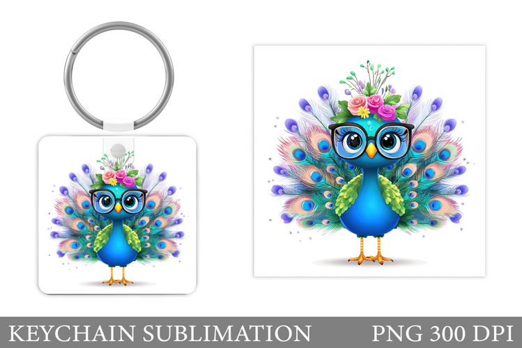 Peacock Keychain Design. Peacock Sublimation example image 1