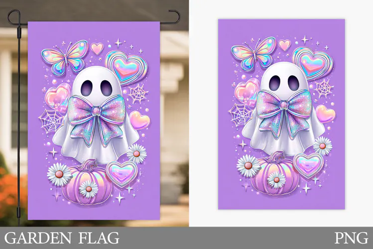 Cute Ghost Garden Flag. Halloween Garden Flag Sublimation