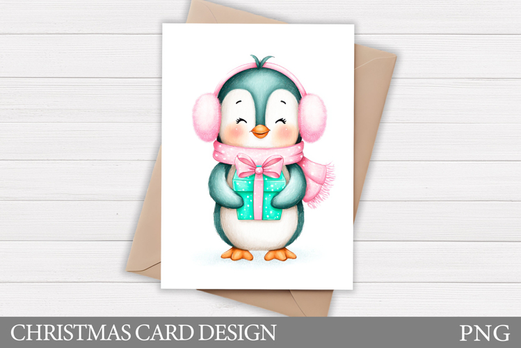 Christmas Penguin Card. Christmas Card Printable