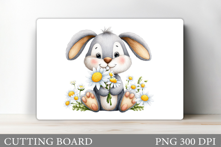 Cute Bunny Cutting Board. Bunny Flowers Cutting Board Design