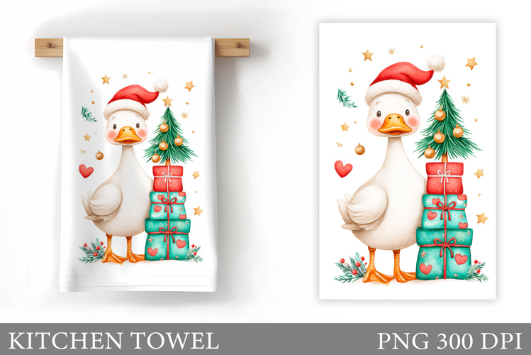 Christmas Goose Kitchen Towel. Christmas Kitchen Towel