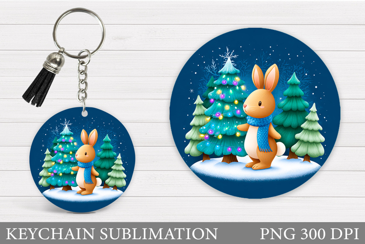 Christmas Bunny Keychain. Christmas Keychain Design