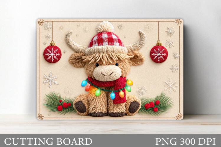 Christmas Cow Cutting Board. Christmas Cutting Board example image 1