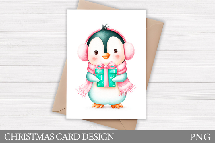 Christmas Penguin Card. Christmas Card Printable