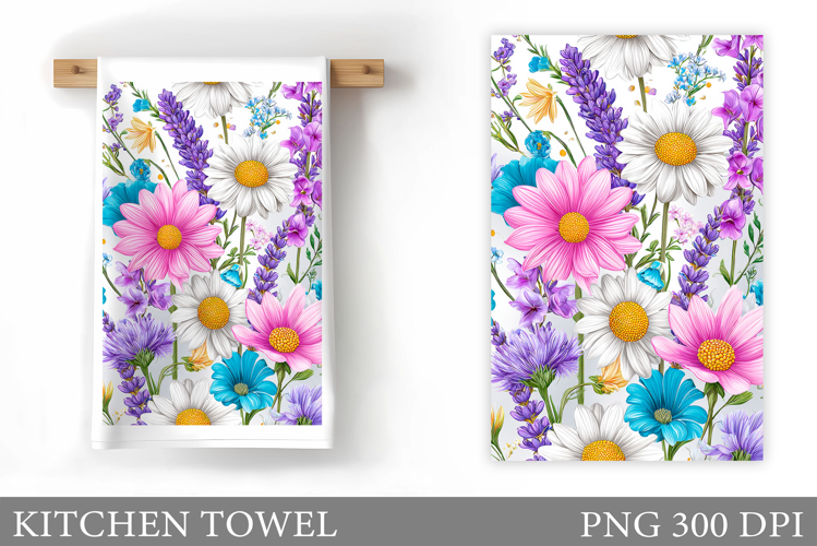 Flowers Kitchen Towel. Wildflowers Kitchen Towel Design