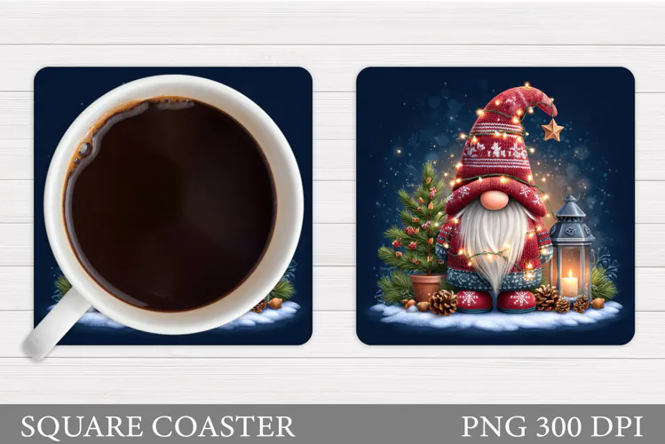 Christmas Gnome Coaster. Christmas Coaster Sublimation