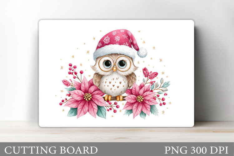 Christmas Owl Cutting Board. Christmas Cutting Board example image 1