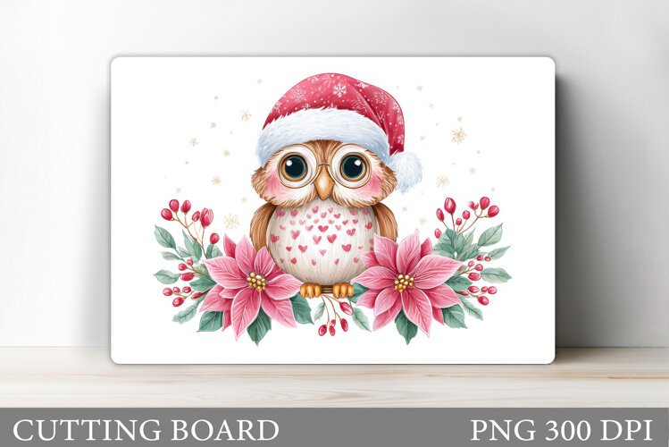 Christmas Owl Cutting Board. Christmas Cutting Board example image 1