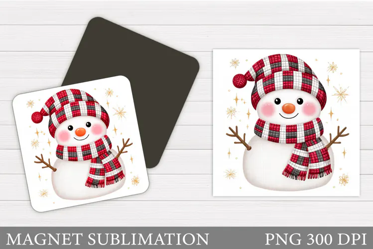 Cute Snowman Magnet Design. Christmas Magnet Sublimation