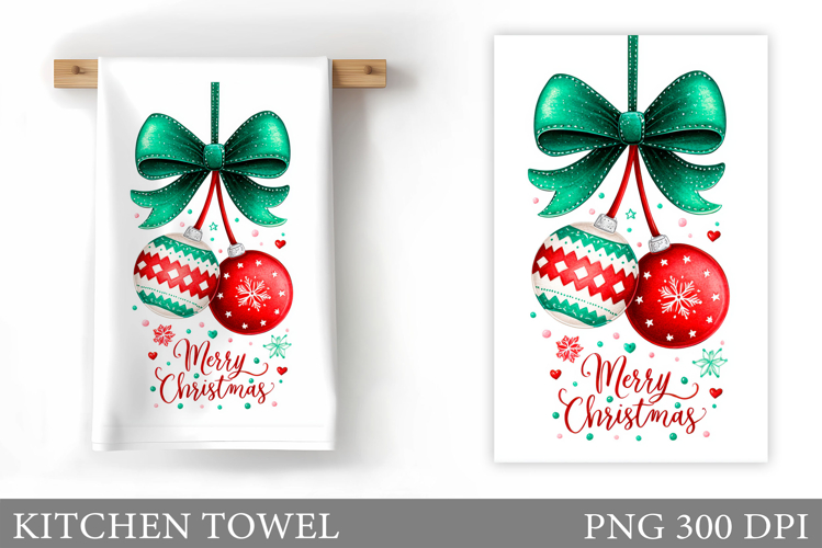 Christmas Kitchen Towel Design. Merry Christmas Sublimation