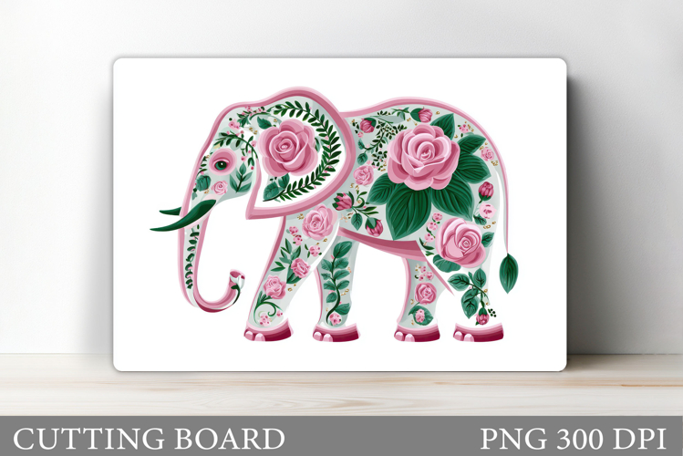 Floral Elephant Cutting Board. Elephant Sublimation