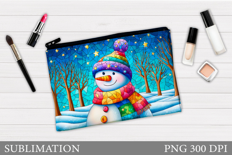 Snowman Cosmetics Bag. Christmas Makeup Bag Sublimation