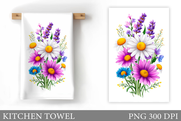 Wildflowers Kitchen Towel. Flowers Kitchen Towel Sublimation