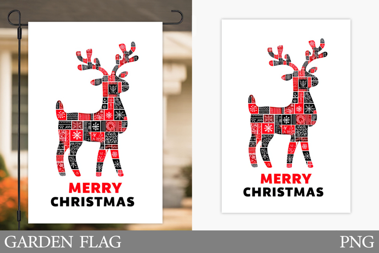 Cute Deer Garden Flag. Christmas Garden Flag Sublimation