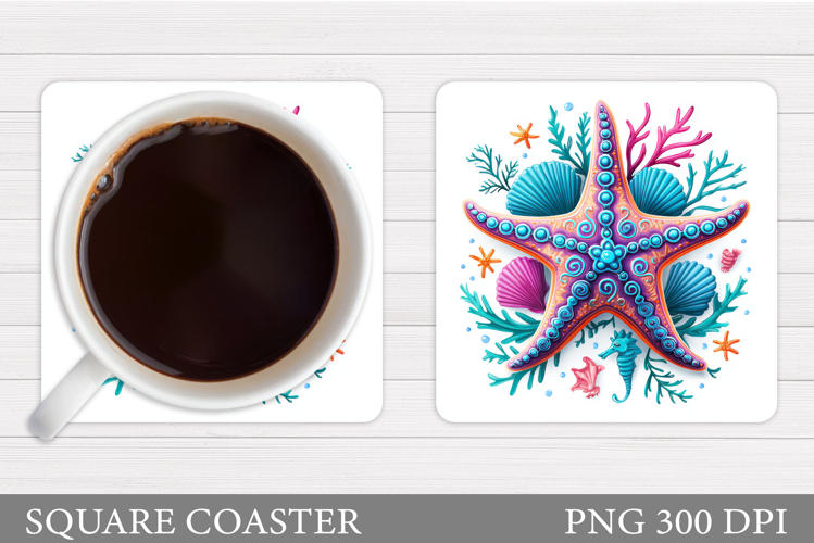Starfish Coaster Sublimation. Starfish Coaster Design