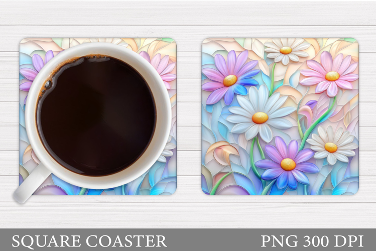 Daisy Flowers Coaster Design. Flowers Sublimation