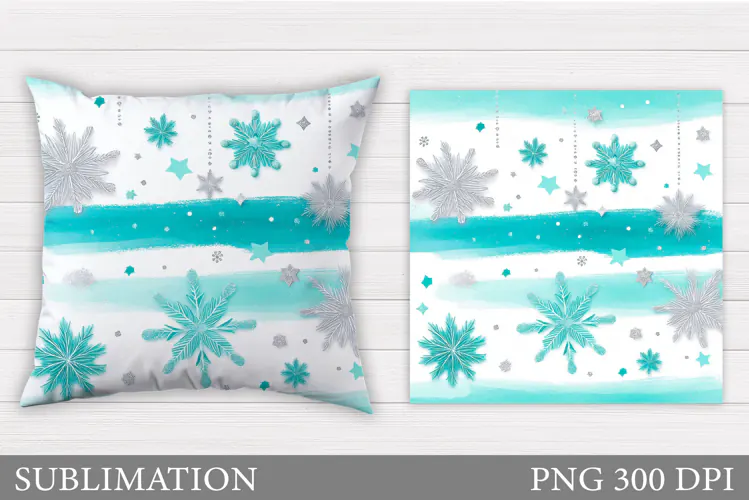 Snowflakes Pillow Design. Christmas Pillow Sublimation