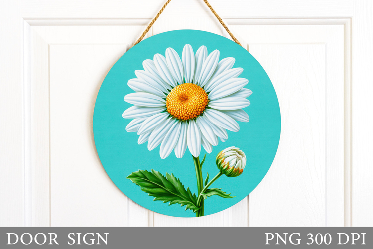 Daisy Flowers Door Sign Design. Wildflowers Door Sign example image 1