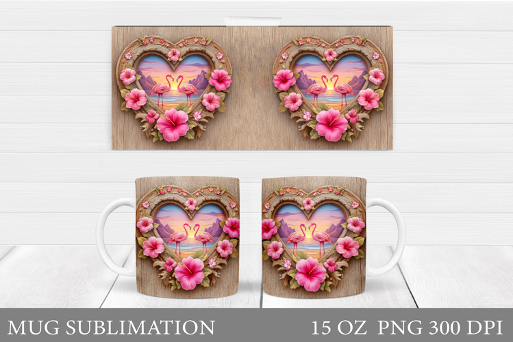 Flamingo Mug Wrap Design. Flamingo Mug Wrap Sublimation